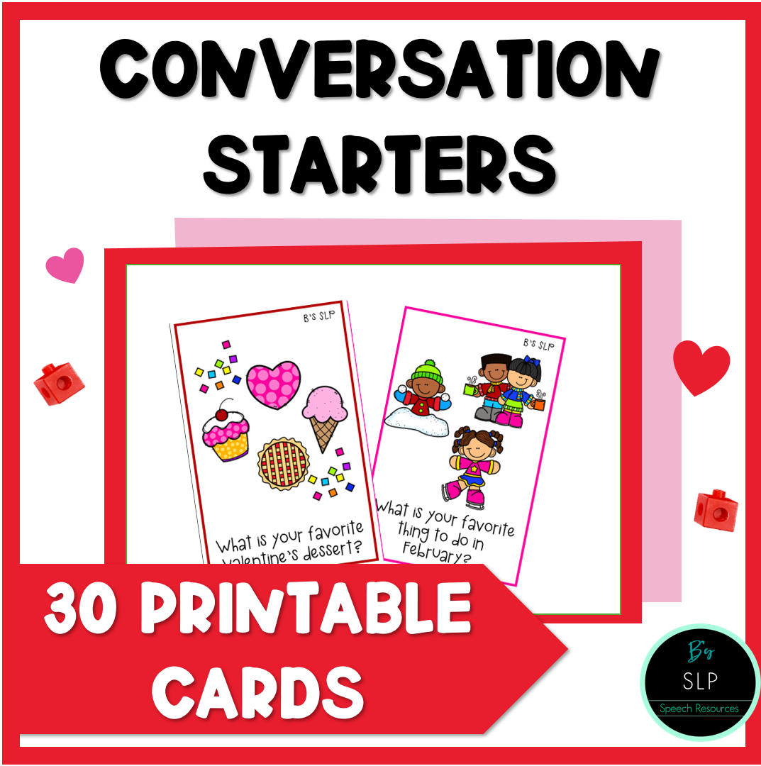 February Valentine's Conversation Starter Cards Speech Therapy