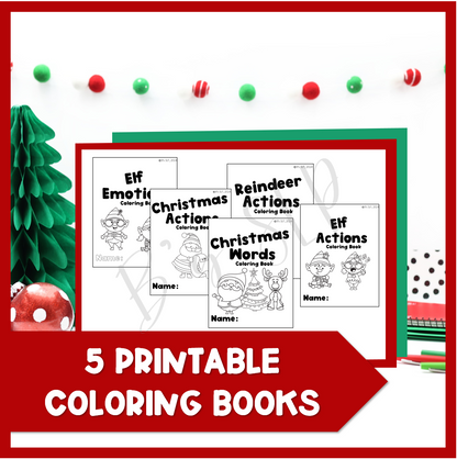 Christmas Coloring Vocabulary, Action Verbs, & Feelings, Emotions Picture Activities Speech Therapy