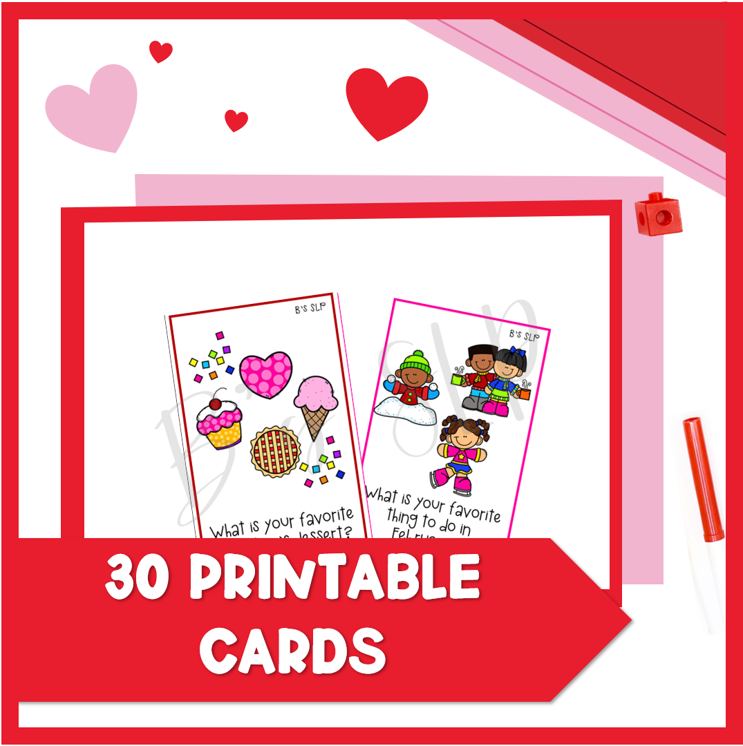 February Valentine's Conversation Starter Cards Speech Therapy