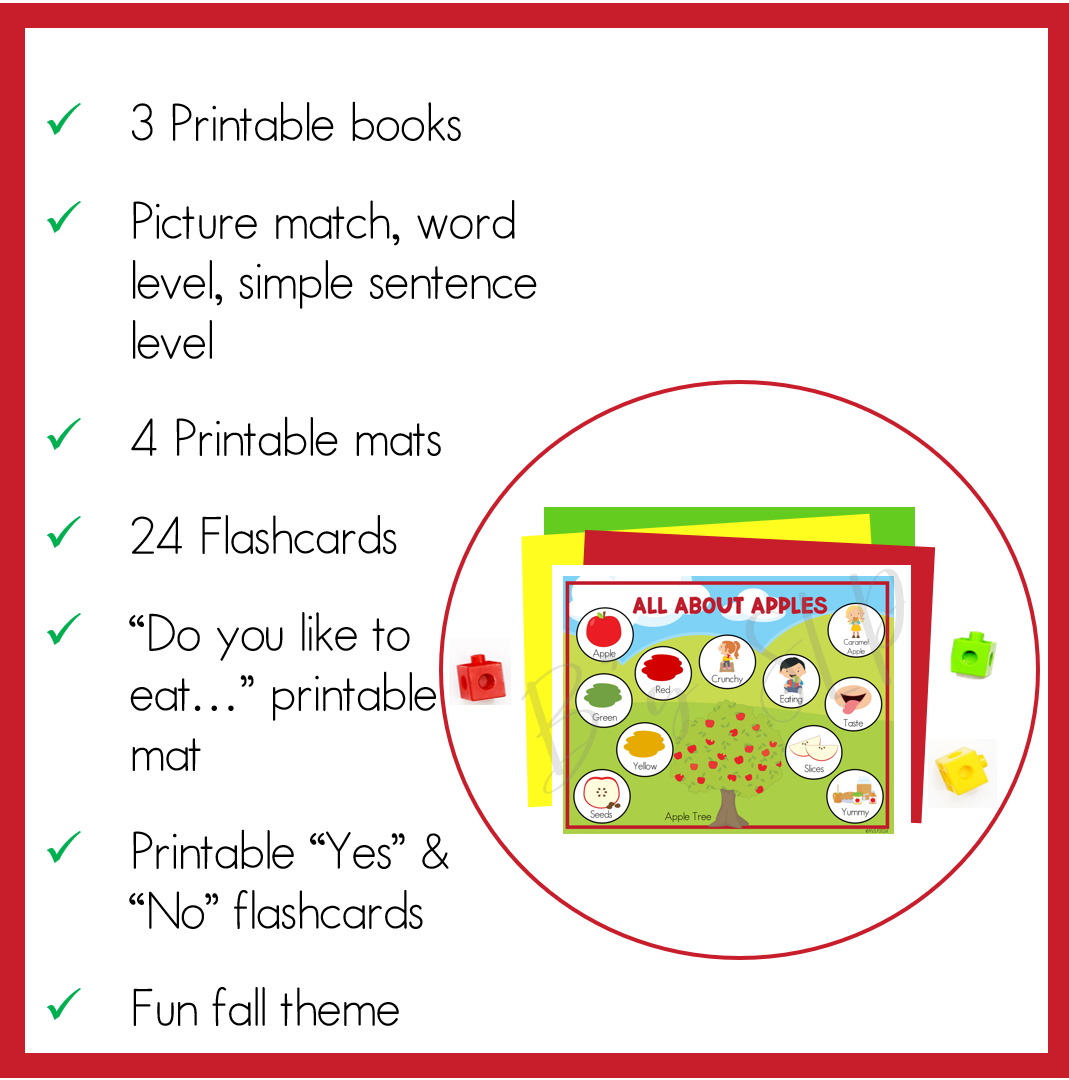 All About Apples Early Language Preschool Books & Activities Sept Speech Therapy