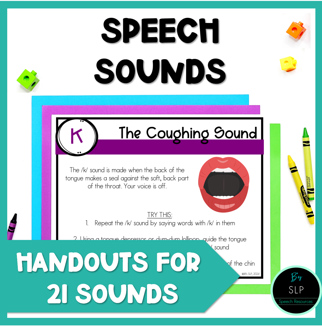 Speech Therapy Sound Handouts, Posters & Mouth Picture Cards