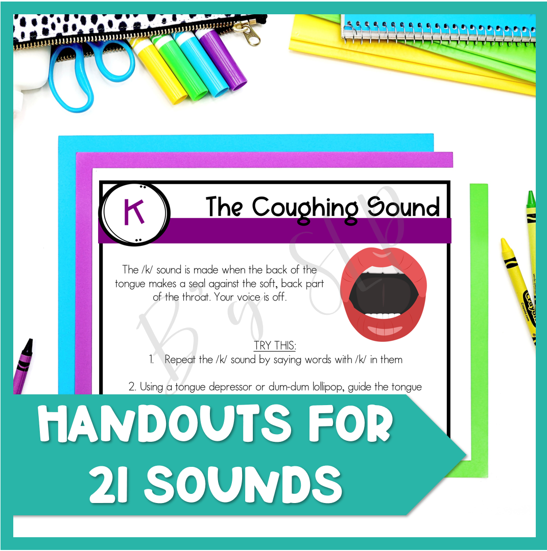 Speech Therapy Sound Handouts, Posters & Mouth Picture Cards