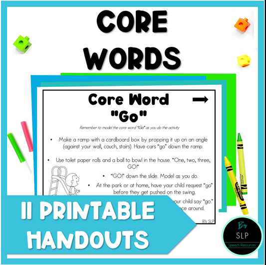 AAC Core Vocabulary Words Parent Handouts for Home Practice Speech Therapy