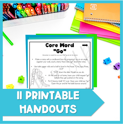 AAC Core Vocabulary Words Parent Handouts for Home Practice Speech Therapy