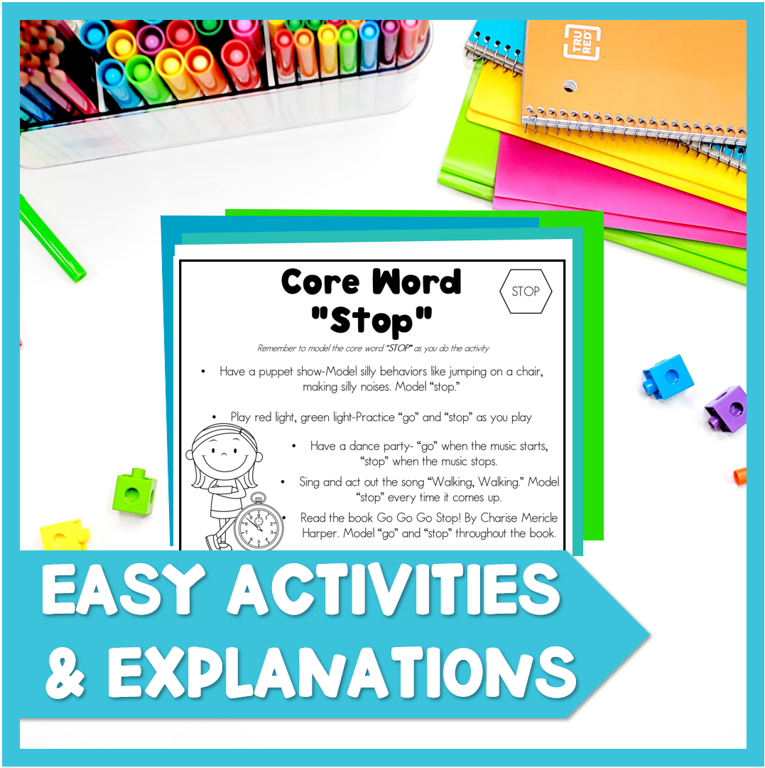 AAC Core Vocabulary Words Parent Handouts for Home Practice Speech Therapy