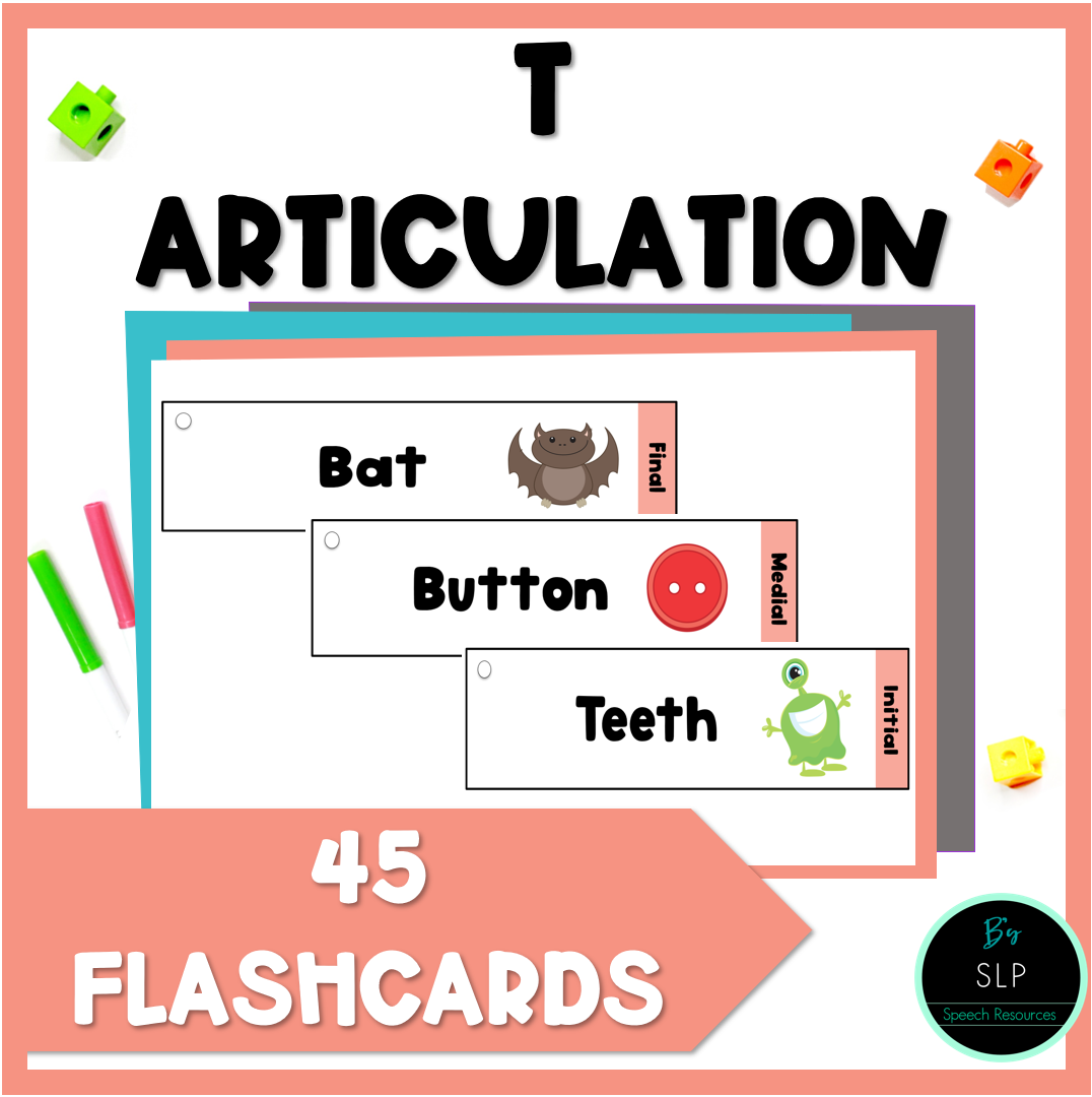 T Articulation Printable Strip Flashcards for Speech Therapy