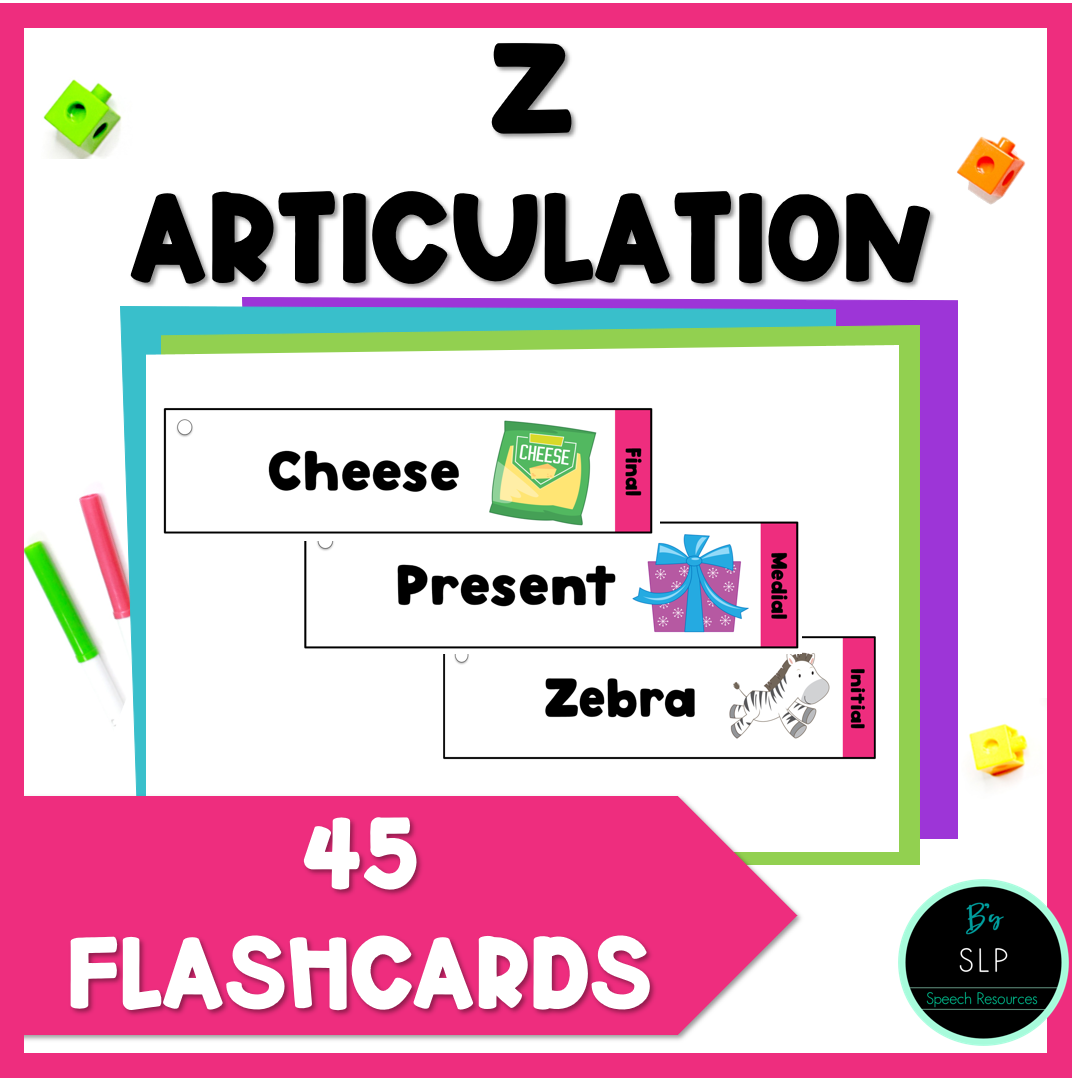 Z Articulation Printable Strip Flashcards for Speech Therapy