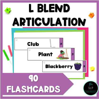 L Blends Articulation Printable Strip Flashcards for Speech Therapy