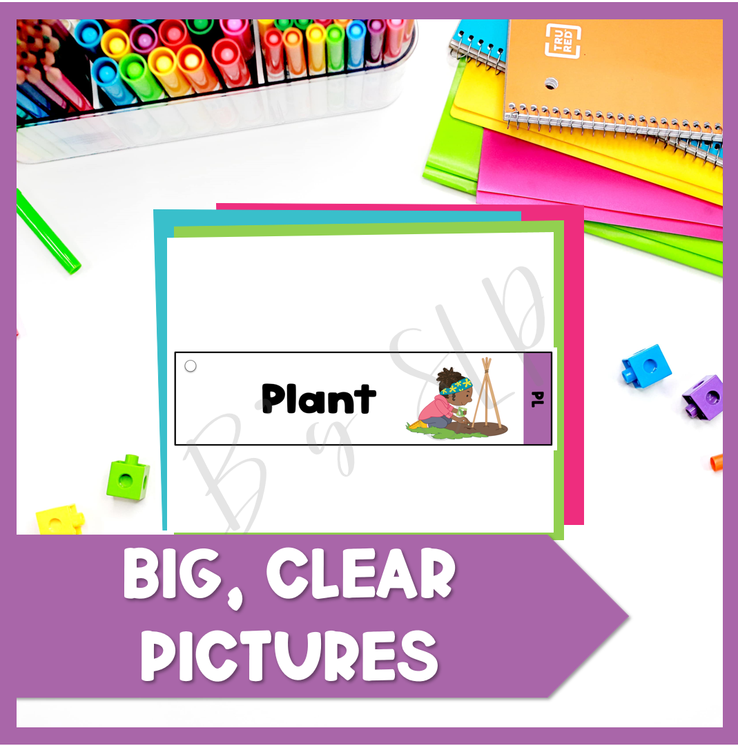 L Blends Articulation Printable Strip Flashcards for Speech Therapy