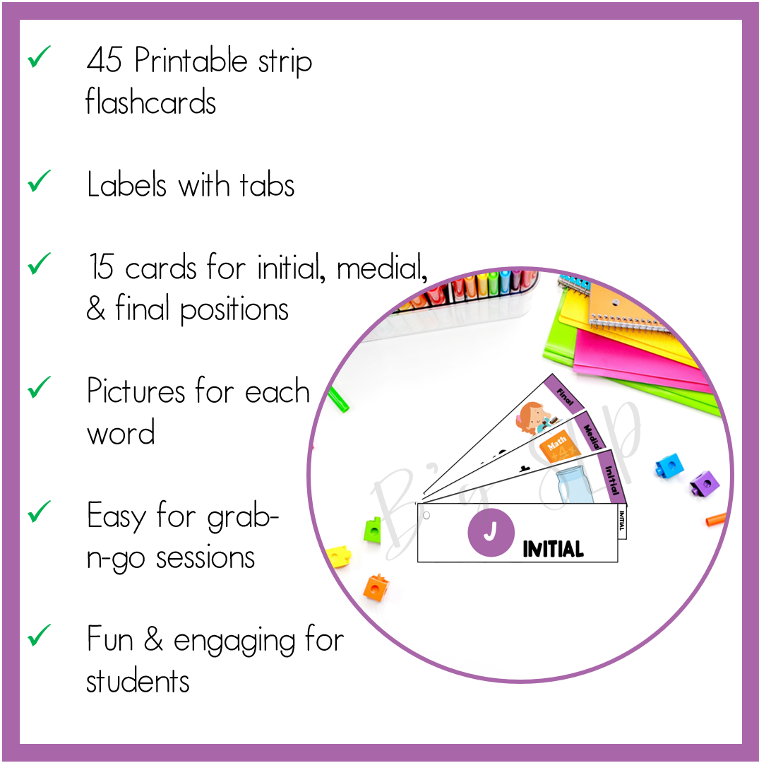 J Articulation Printable Strip Flashcards for Speech Therapy