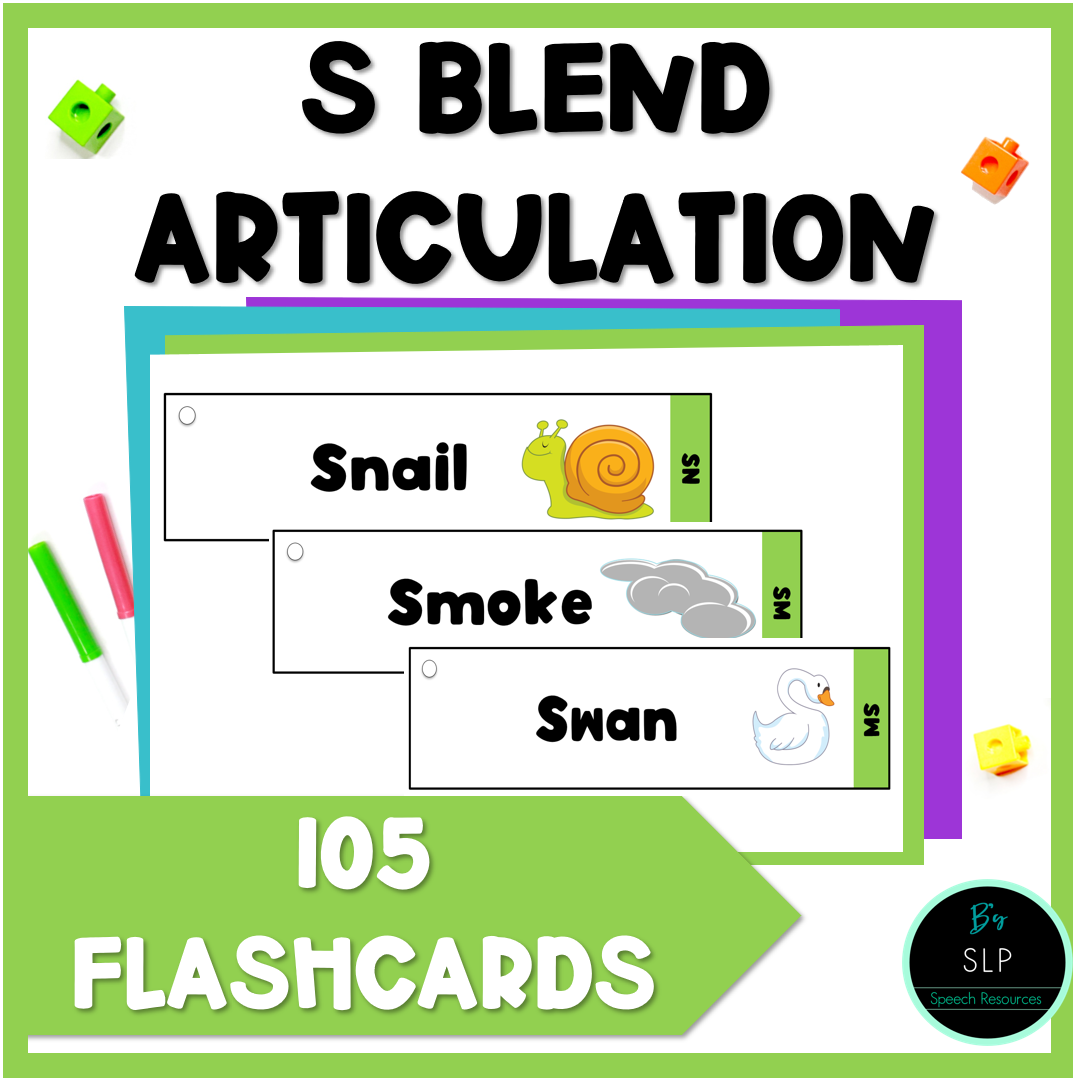 S Blends Articulation Printable Strip Flashcards for Speech Therapy