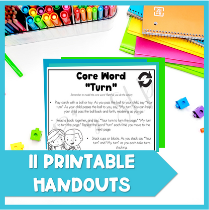 AAC Core Vocabulary Words Parent Handouts for Home Practice Speech Therapy