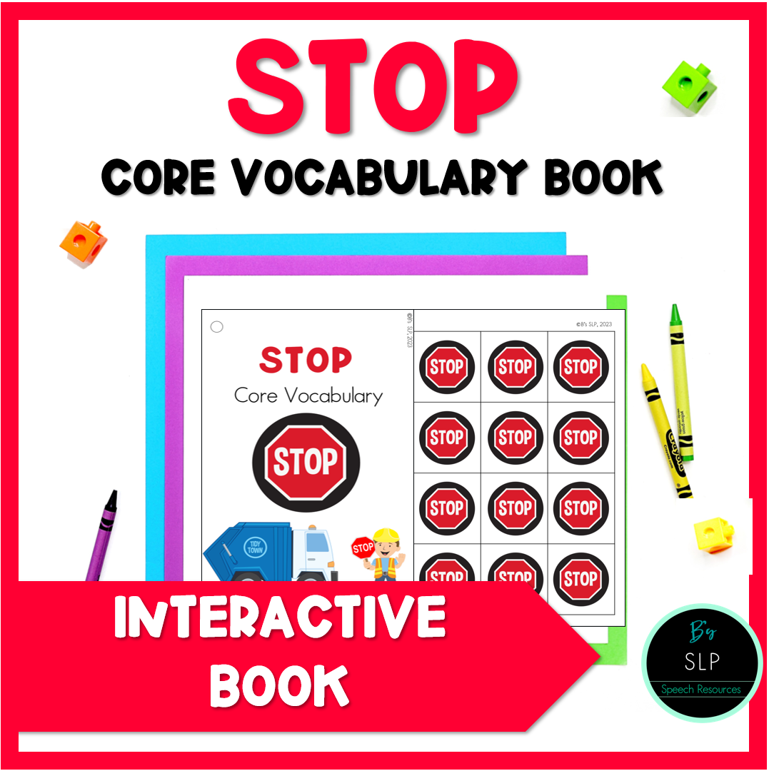 Stop AAC Core Word Vocabulary Book Printable Activity for Speech Therapy