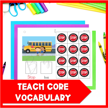 Stop AAC Core Word Vocabulary Book Printable Activity for Speech Therapy