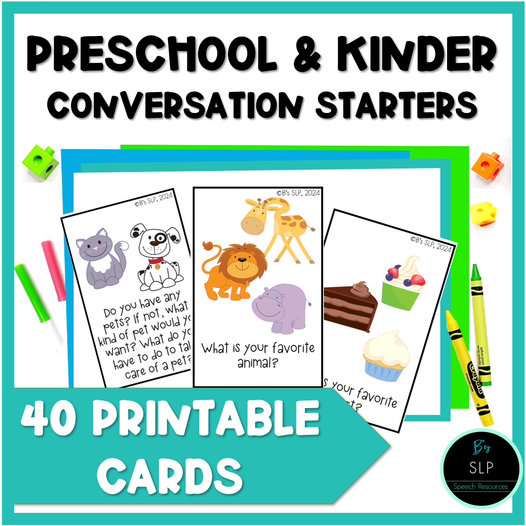 Speech Therapy Preschool Kindergarten Conversation Starter Printable Activities