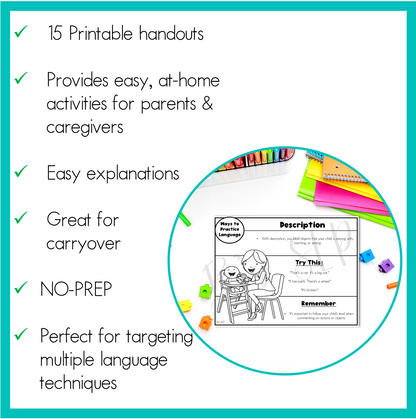 Early Intervention Communication Techniques Parent Handouts Speech Therapy