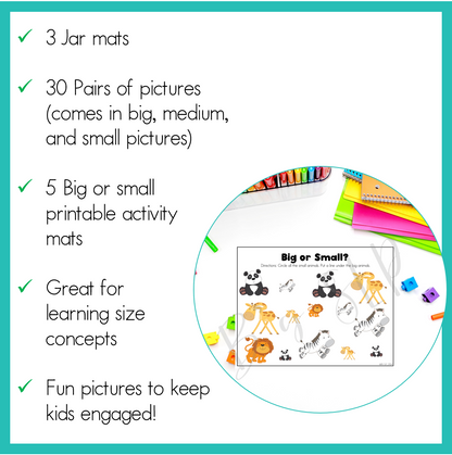 Comparing Sizes Basic Concept Learning Activity Preschool & Pre-K Speech Therapy