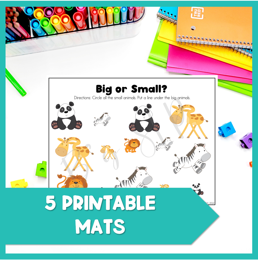 Comparing Sizes Basic Concept Learning Activity Preschool & Pre-K Speech Therapy