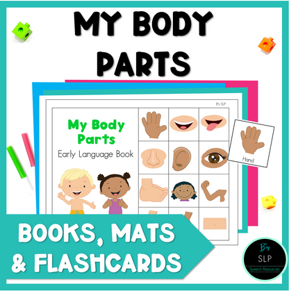 Body Parts Early Intervention Language Books, Flashcards and Mats Speech Therapy