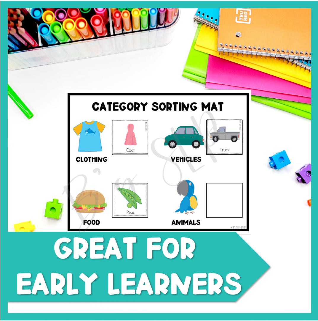 Category Sorting Activities, Basic Concept Learning for Preschool Speech Therapy