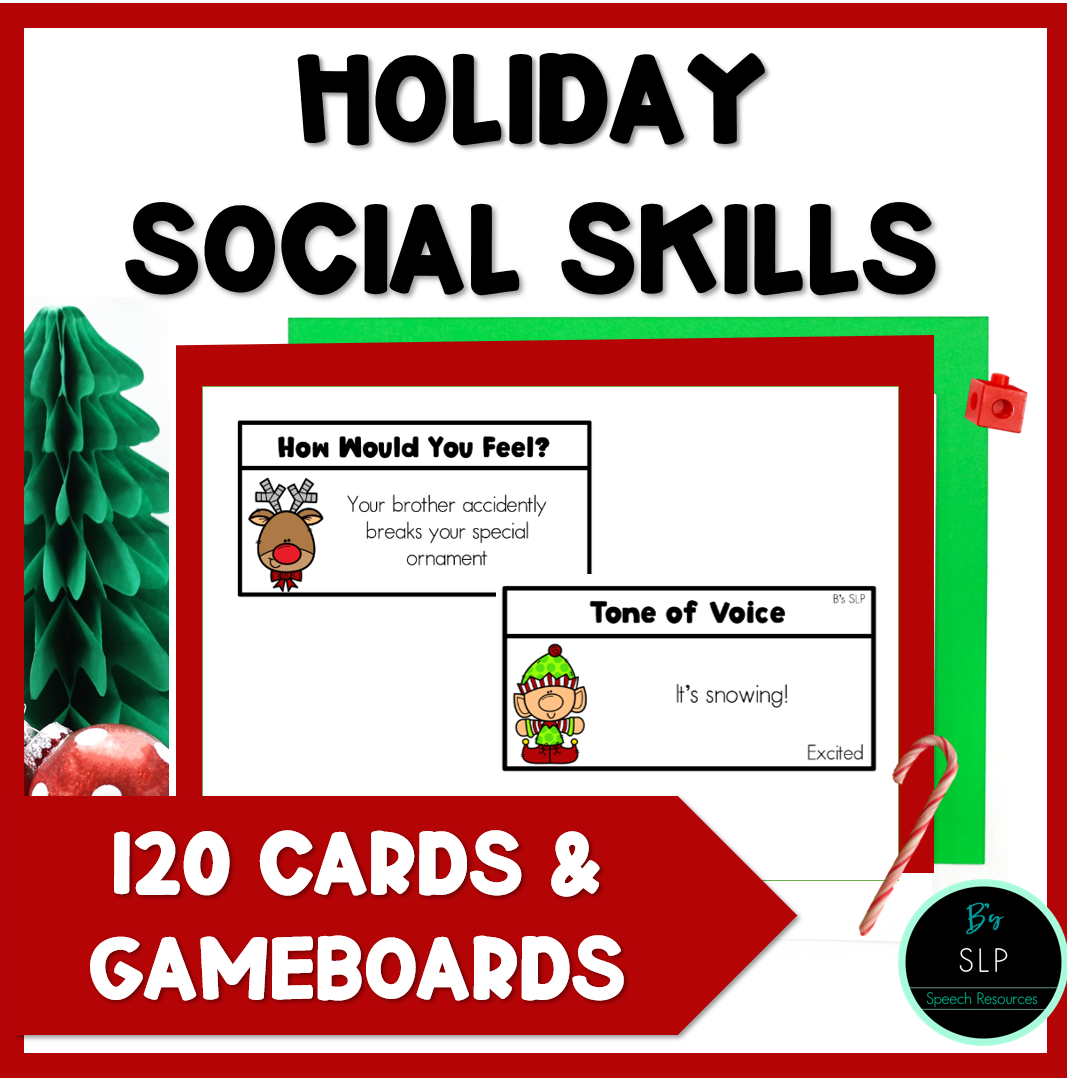 Christmas Holiday Social Skills Cards and Activities Speech Therapy