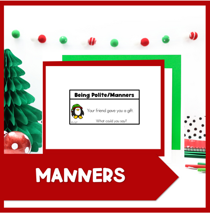 Christmas Holiday Social Skills Cards and Activities Speech Therapy