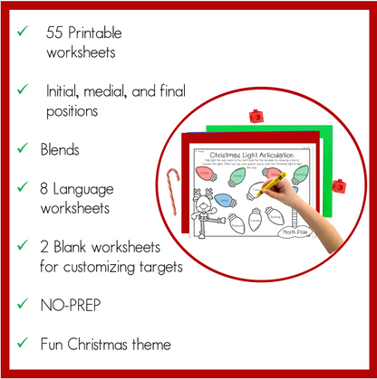 Christmas Holiday Articulation and Language Worksheet Activity Speech Therapy