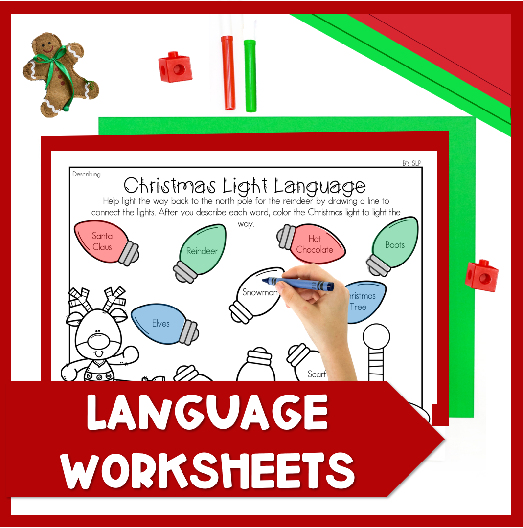 Christmas Holiday Articulation and Language Worksheet Activity Speech Therapy