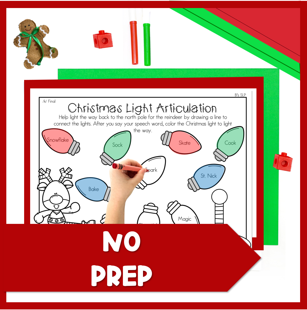 Christmas Holiday Articulation and Language Worksheet Activity Speech Therapy