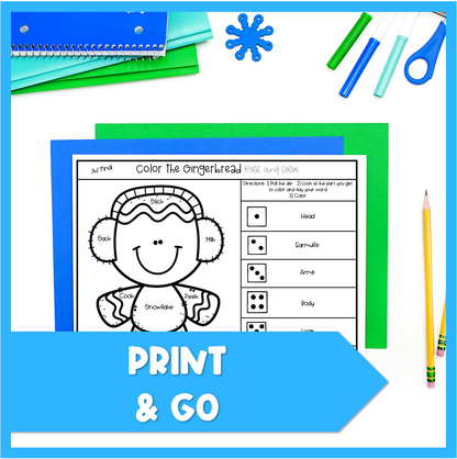 Winter Articulation Roll and Color Worksheet Activity Speech Therapy