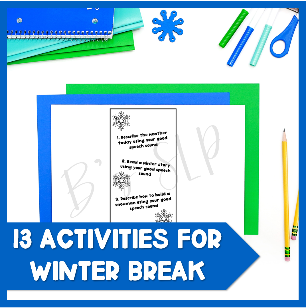 Winter Break Home Carryover Activities Speech Therapy