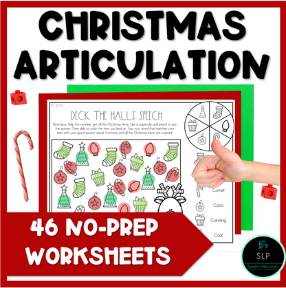 Christmas Articulation Worksheets Activity NO-PREP Speech Therapy