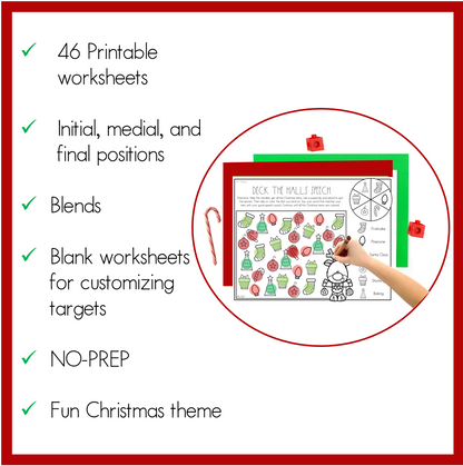 Christmas Articulation Worksheets Activity NO-PREP Speech Therapy