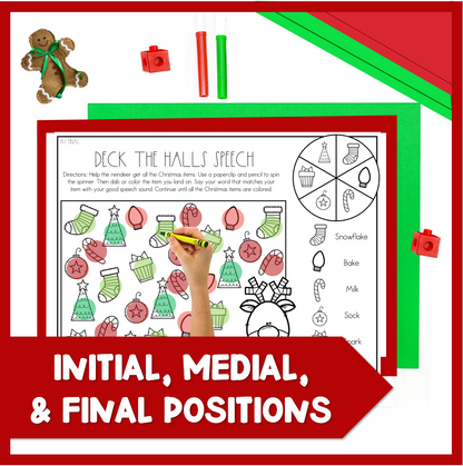 Christmas Articulation Worksheets Activity NO-PREP Speech Therapy