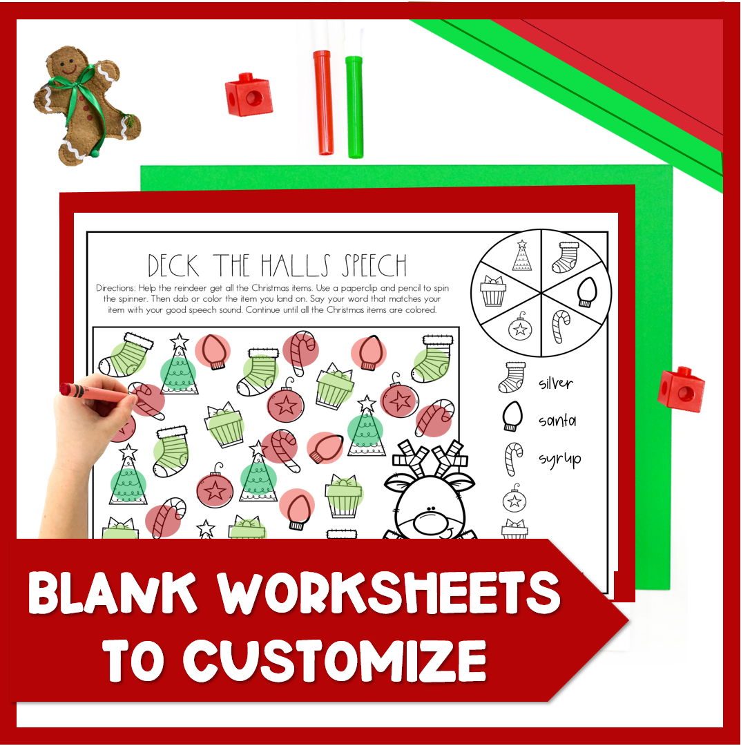 Christmas Articulation Worksheets Activity NO-PREP Speech Therapy