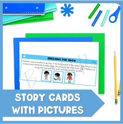 Winter Sequence and Retell Stories and Picture Activities Speech Therapy