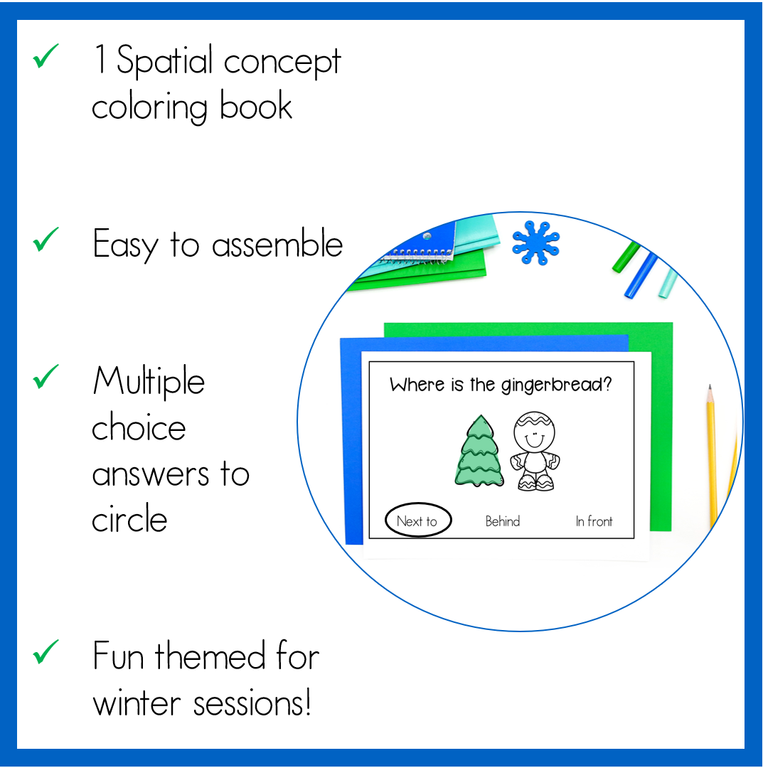 Gingerbread Winter Spatial Concept Preposition Coloring Books Speech Therapy