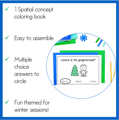 Gingerbread Winter Spatial Concept Preposition Coloring Books Speech Therapy