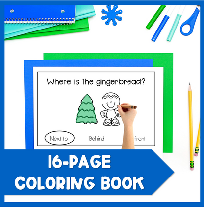 Gingerbread Winter Spatial Concept Preposition Coloring Books Speech Therapy