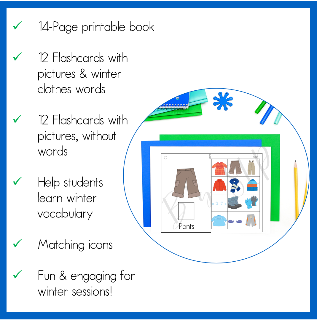 Winter Clothes Early Vocabulary Book Activity Speech Therapy