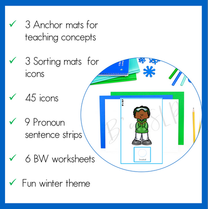 Winter Pronouns Sorting Activities Speech Therapy