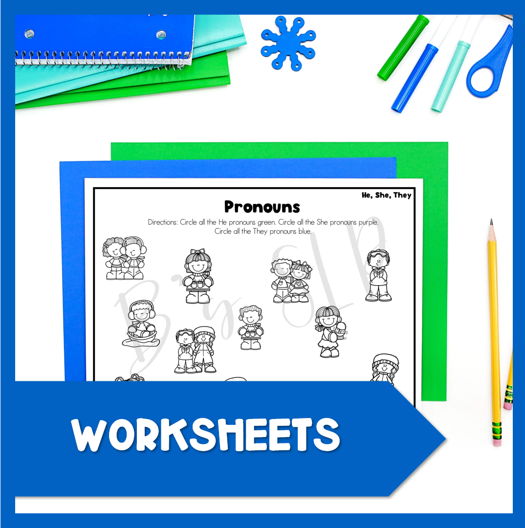 Winter Pronouns Sorting Activities Speech Therapy