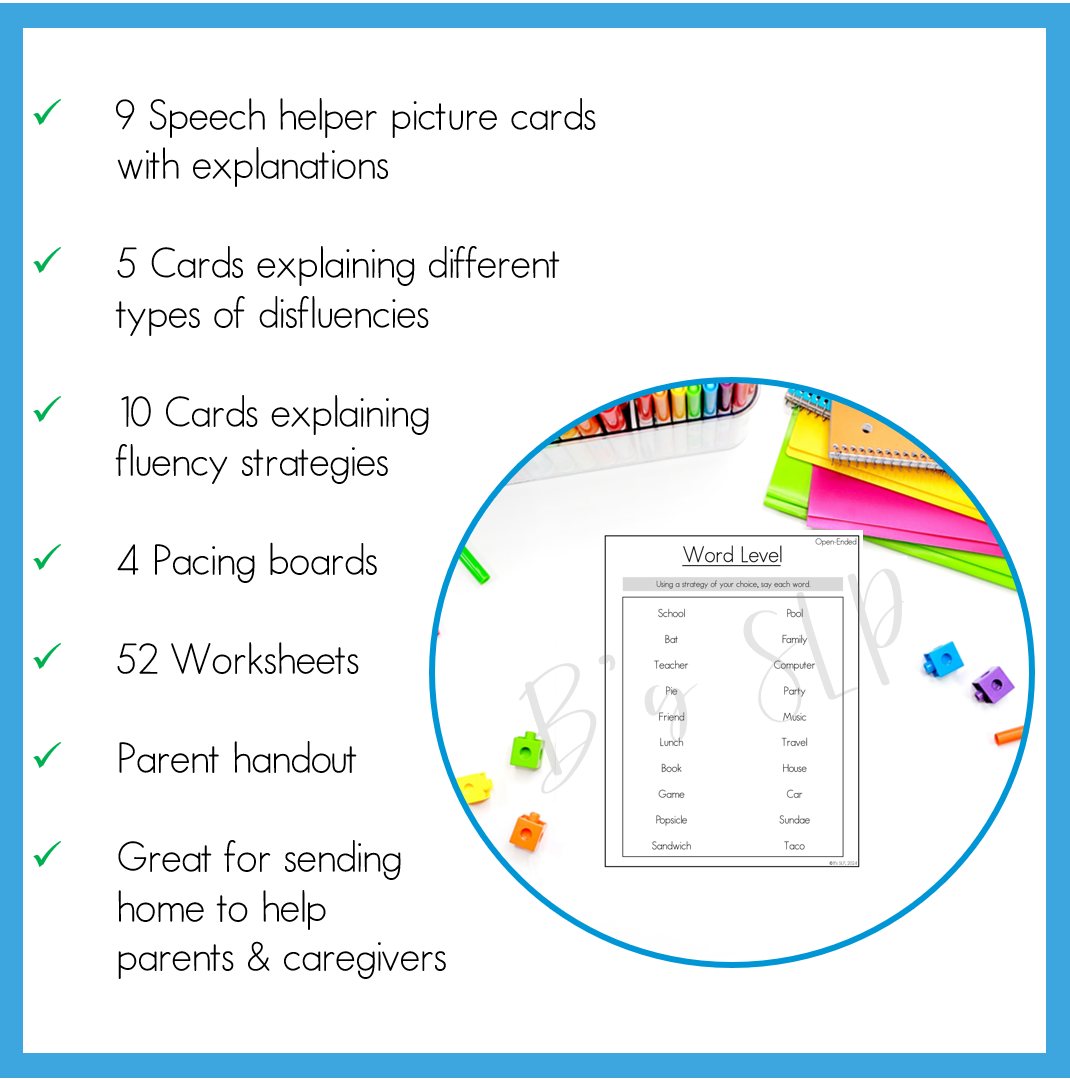 Stuttering Fluency Strategies, Activities, Worksheets for Older Students Speech