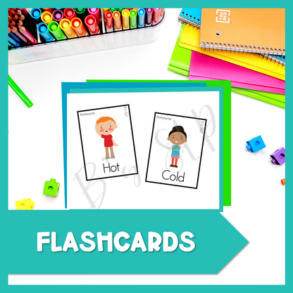 Antonyms and Synonyms Bingo Game and Flashcard Activity Speech Therapy