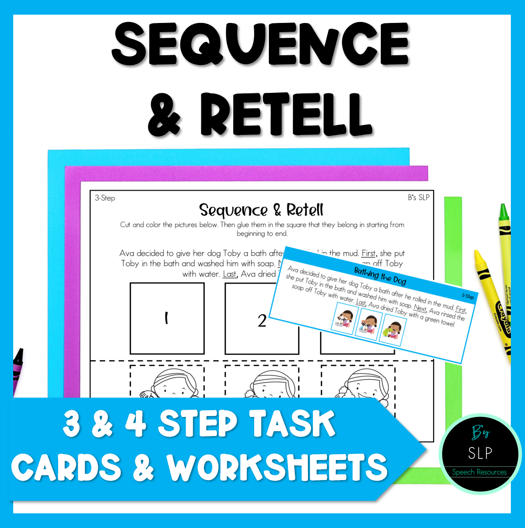 Sequence and Retell 3 and 4 Step Activities and Worksheets Speech Therapy