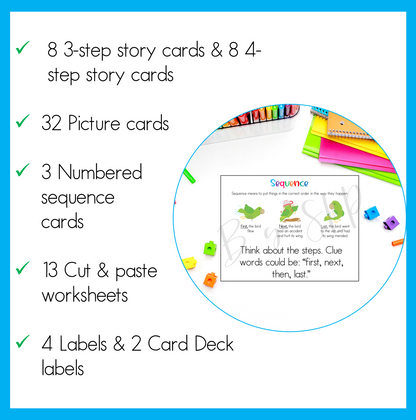 Sequence and Retell 3 and 4 Step Activities and Worksheets Speech Therapy