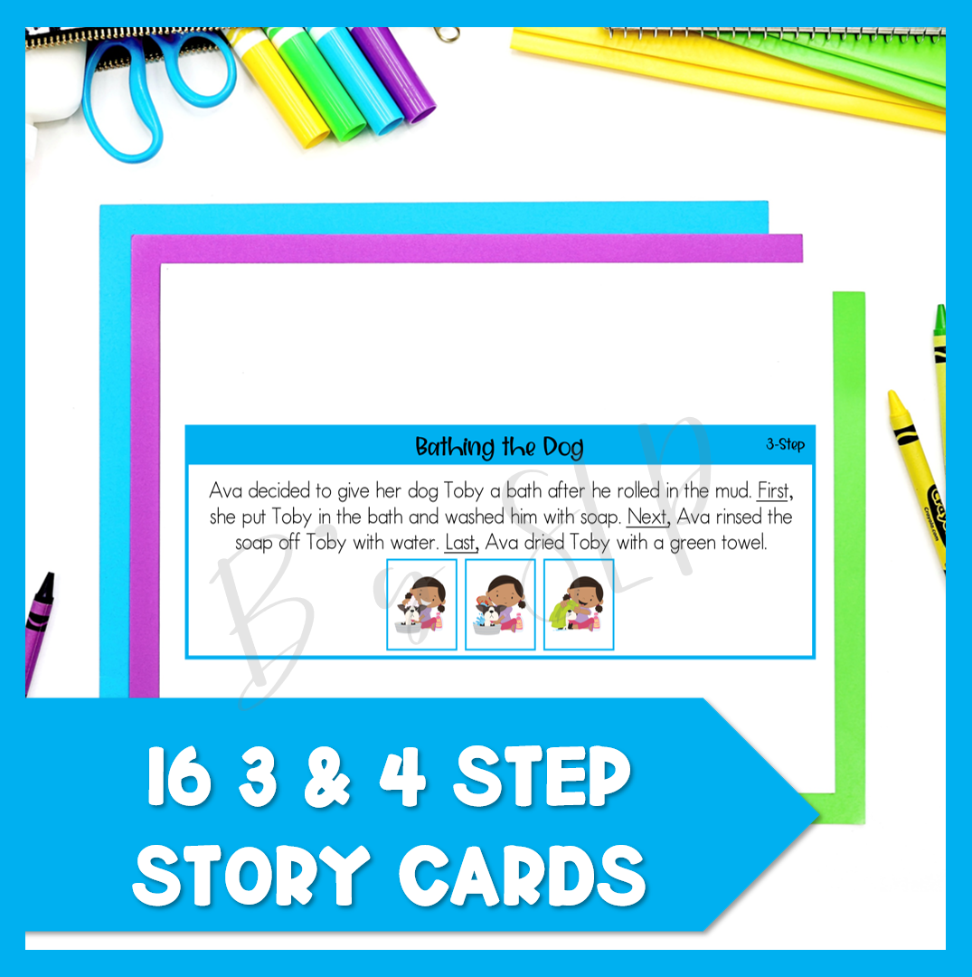 Sequence and Retell 3 and 4 Step Activities and Worksheets Speech Therapy