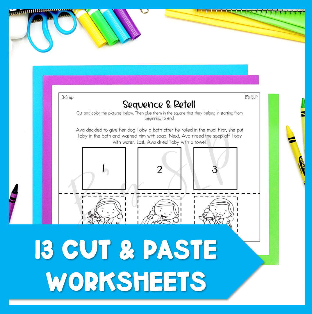 Sequence and Retell 3 and 4 Step Activities and Worksheets Speech Therapy