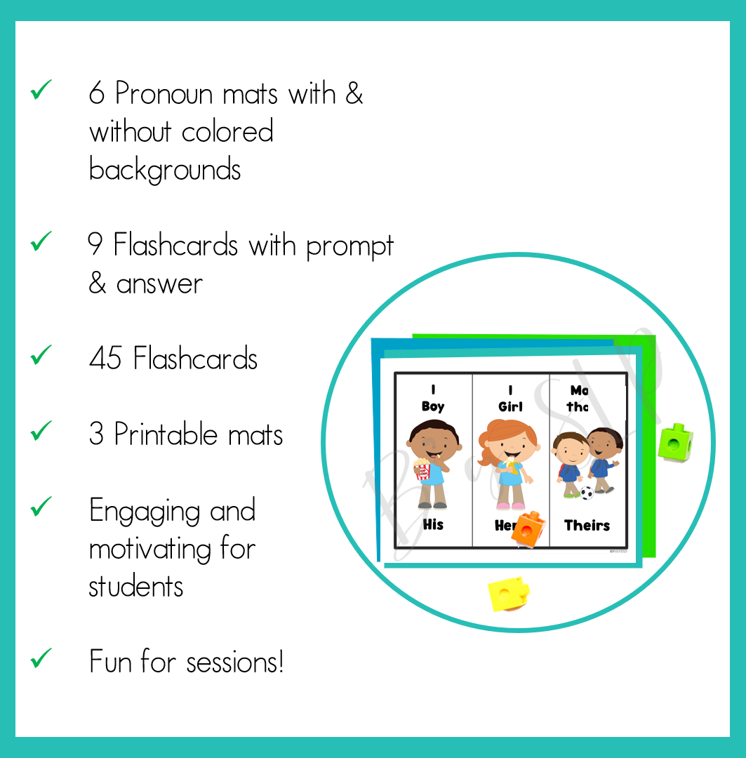 Pronoun Visual Mats and Flashcards Speech and Language Therapy