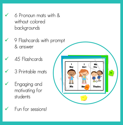 Pronoun Visual Mats and Flashcards Speech and Language Therapy